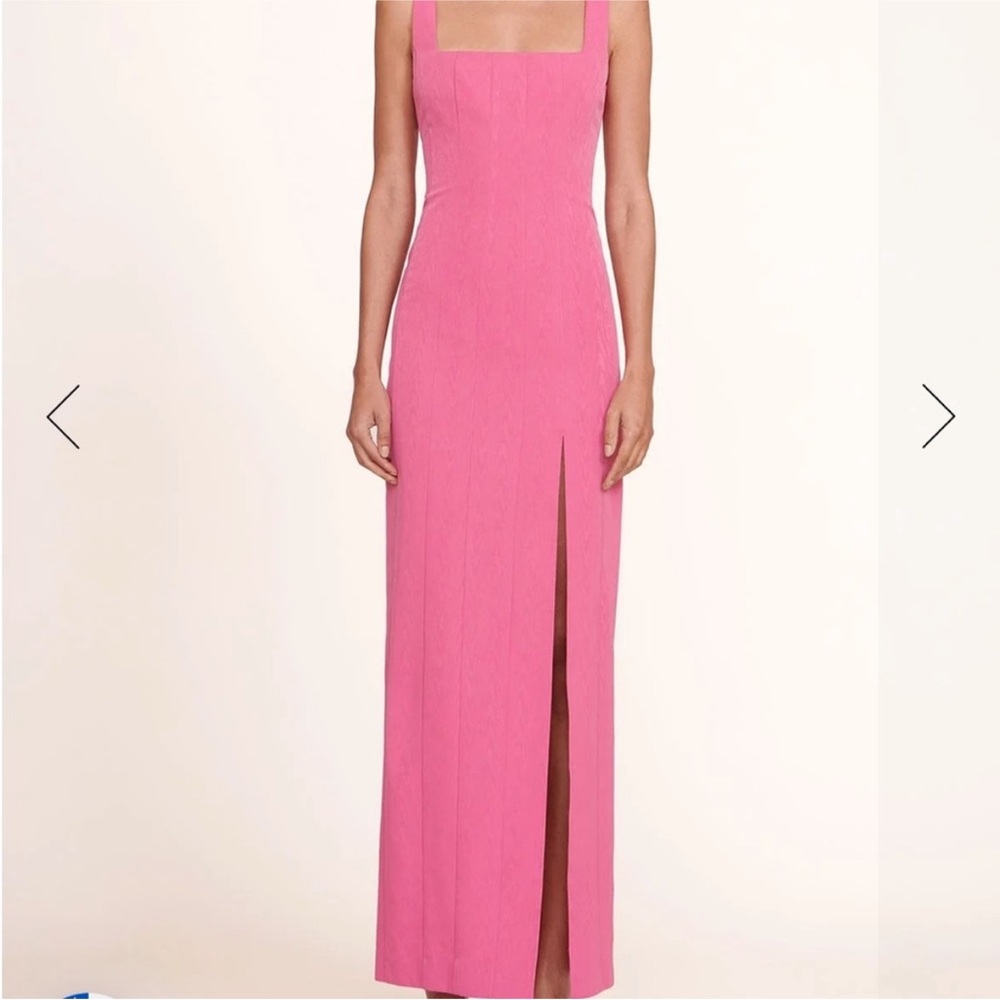 STAUD Pink Maxi Dress with Slit Square Neck